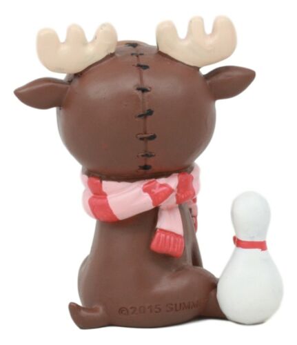 Furry Bones Pink Scarfed Spruce The Moose With White Duck Skeleton Figurine 3"H