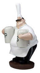 Big Chef Mario With Tall Hat Salt And Pepper Shakers Holder Figurine 6.25"H