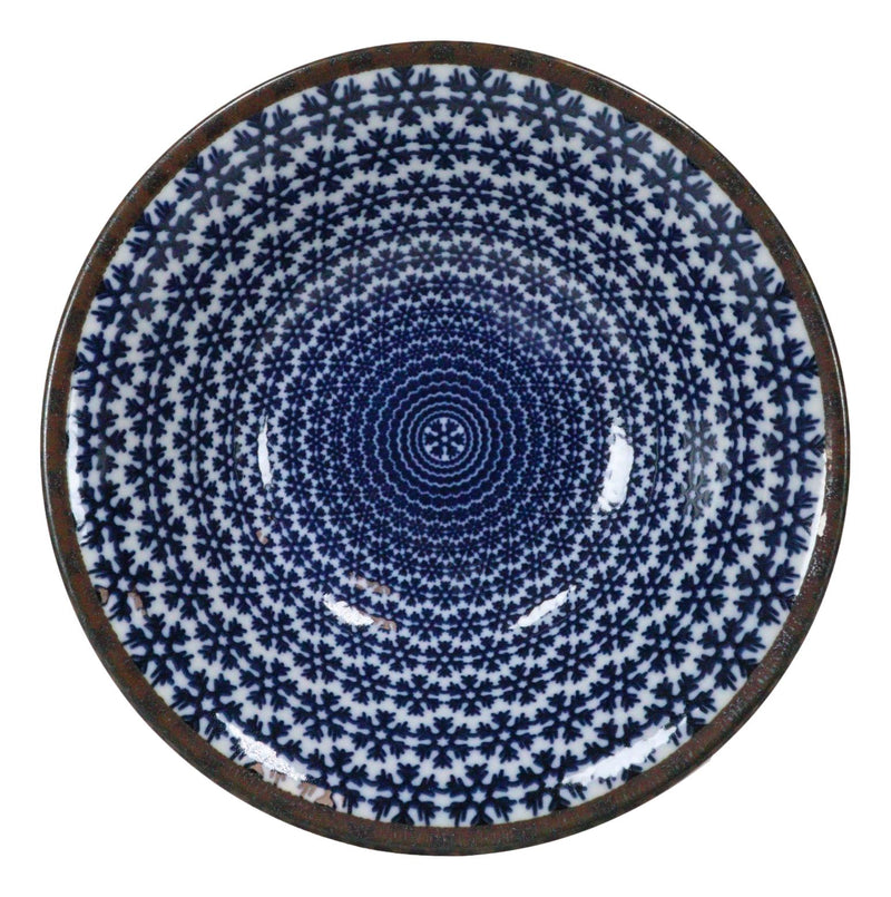 Ebros Made In Japan 4 Piece Geometry Ceramic Dining Rice Meal Soup Bowls 5.5"Diameter