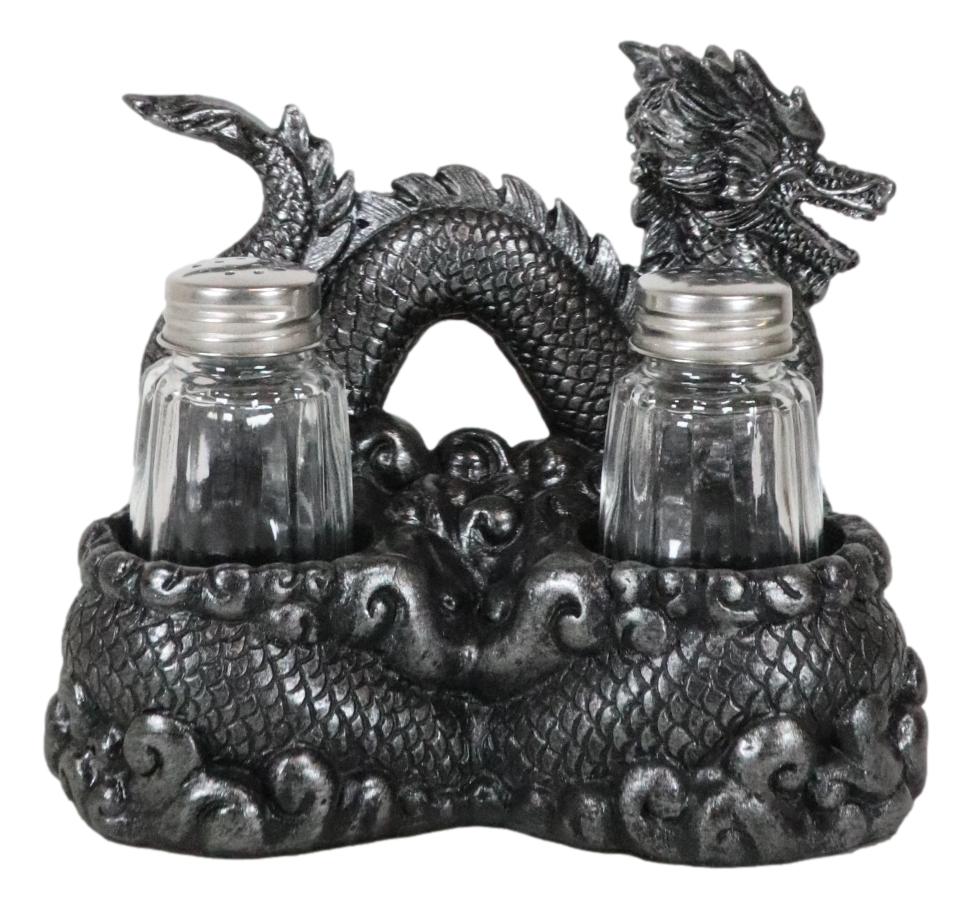 Oriental Gothic Dragon King Riding Over The Clouds Salt And Pepper Shakers Set