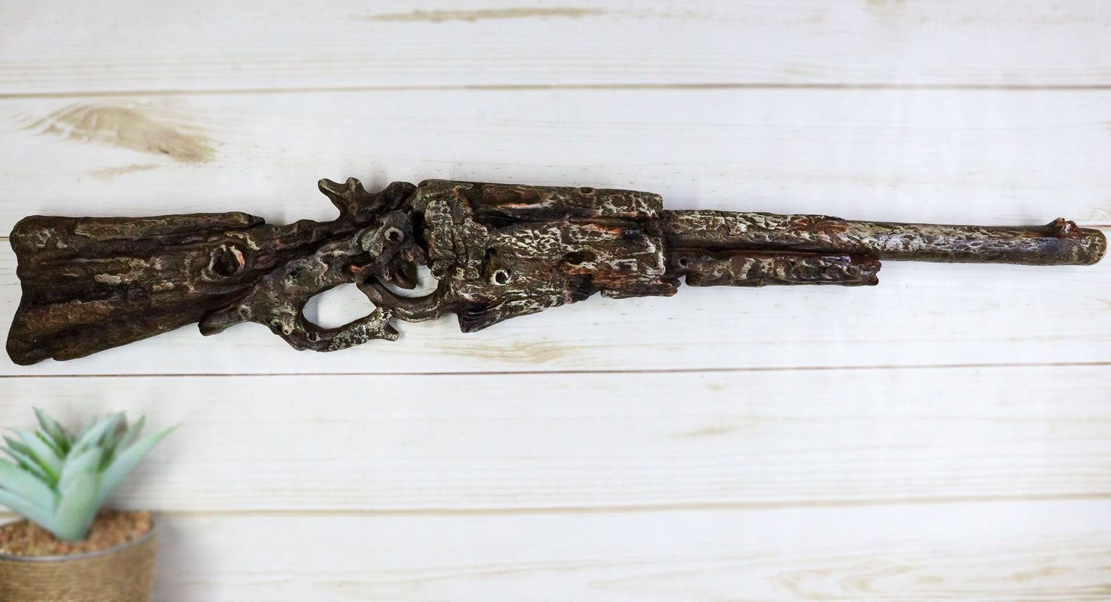 Large Rustic Wild West Western Faux Distressed Wood Rifle Gun Wall Dec ...