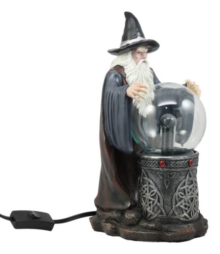 Merlin The Wizard Large Spellcaster Sorcerer Electric Plasma Ball Lamp Statue