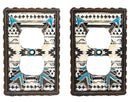 Set Of 2 Navajo Crossed Turquoise Arrows Wall Double Receptacle Outlet Plates