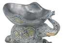 Ebros Grey Mosaic Design Elephant Laying Down With Trunk Up Holding Bowl Decor