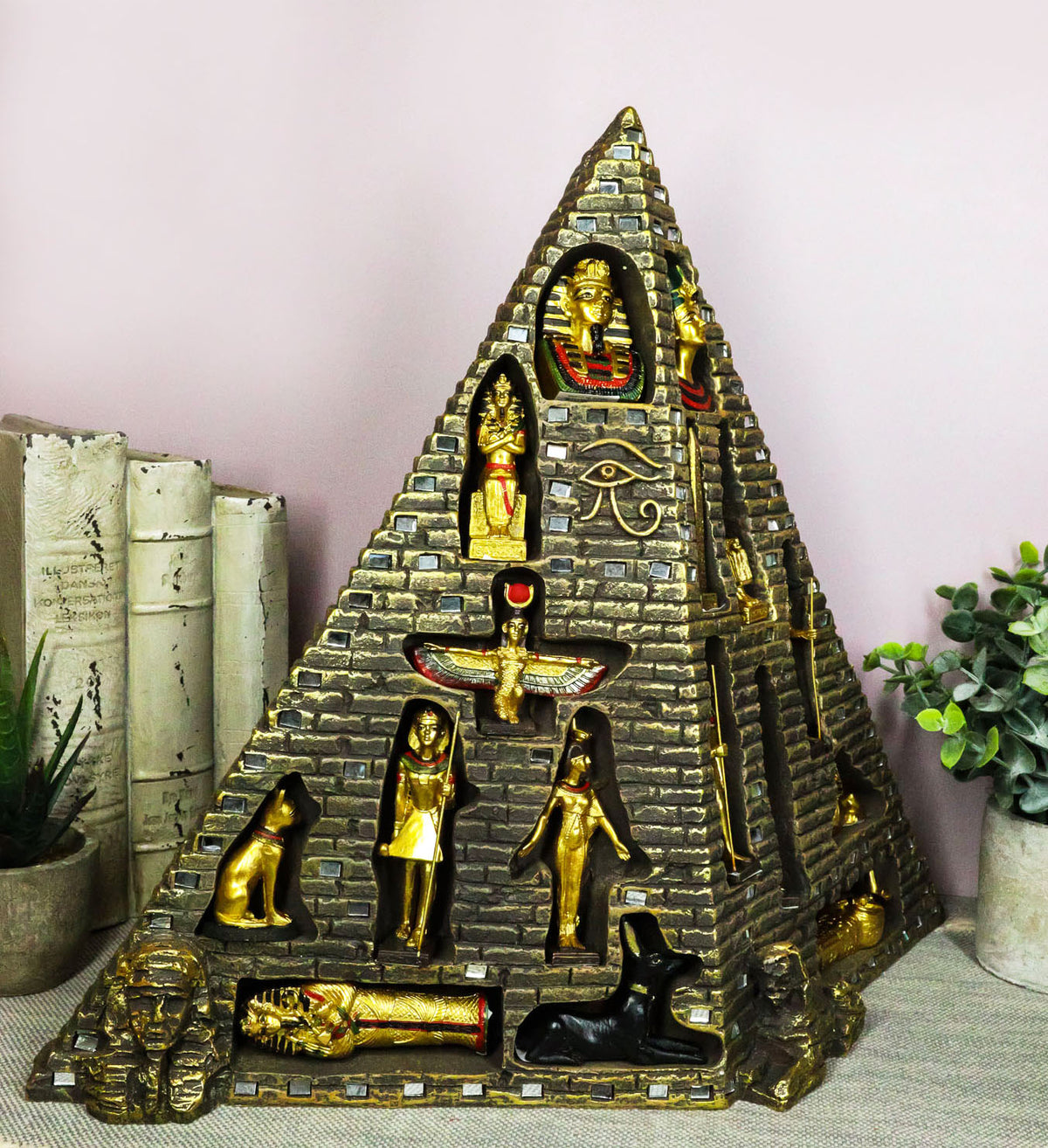 Ebros Egyptian Pyramid Statue With 16 Miniature Gods Anubis Osiris Isis Maat Bastet - Ebros Gift