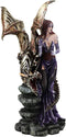 Large 26"H Gothic Soothsayer Psychic Fairy & Bone Skeletal Ghost Dragon Statue