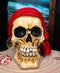 Ebros Ghost Ship Pirate Skull with Red Bandana and Earring Statue 6" Long