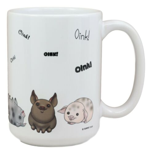 Ebros Novelty Oink! Animal Farm Whimsical Pig Ceramic Coffee Mug 15oz Porky Pigs