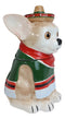 Ceramic Cinco De Mayo Chihuahua Dog With Sombrero Hat And Serape Cookie Jar 10"H