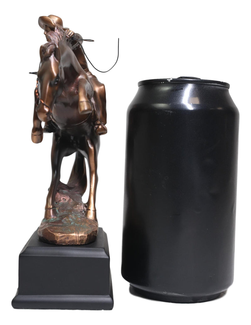 Ebros Rustic Western Rodeo Cowboy W/ Rearing Horse Bronze Electroplated Figurine