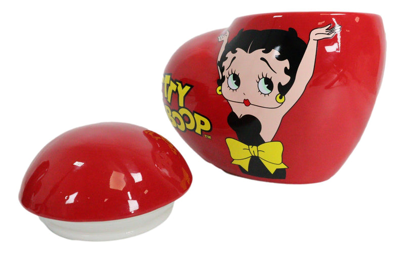 Vintage Red Heart Shaped Love Betty Boop Ceramic Cookie Jar Collectible Figurine