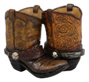 Ebros Fancy Pair Of Cowboy Boots W/ Texas Star Salt & Pepper Shakers Holder Set