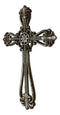 Western Rustic Silver Tuscany Scrollwork Fleur De Lis Decorative Wall Cross