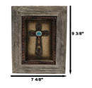 Pack of 4 Rustic Western Turquoise Gems Horseshoe Cross Wood Framed Wall Decors