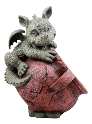 Playful Climbing Dragon Baby Planter Pot Home Patio Garden Decor Statue 12.5"H