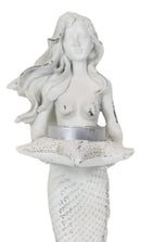 Rustic White Stone Finish Nautical Ocean Mermaid With Shell Candle Wall Sconce