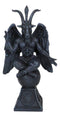 Faux Stone Grey Sabbatic Goat Idol Baphomet Sigil Pentagram Figurine 6.5"H