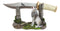 Rustic Forest Howling Gray Wolf Display With Decorative Dagger Knife Statue Set