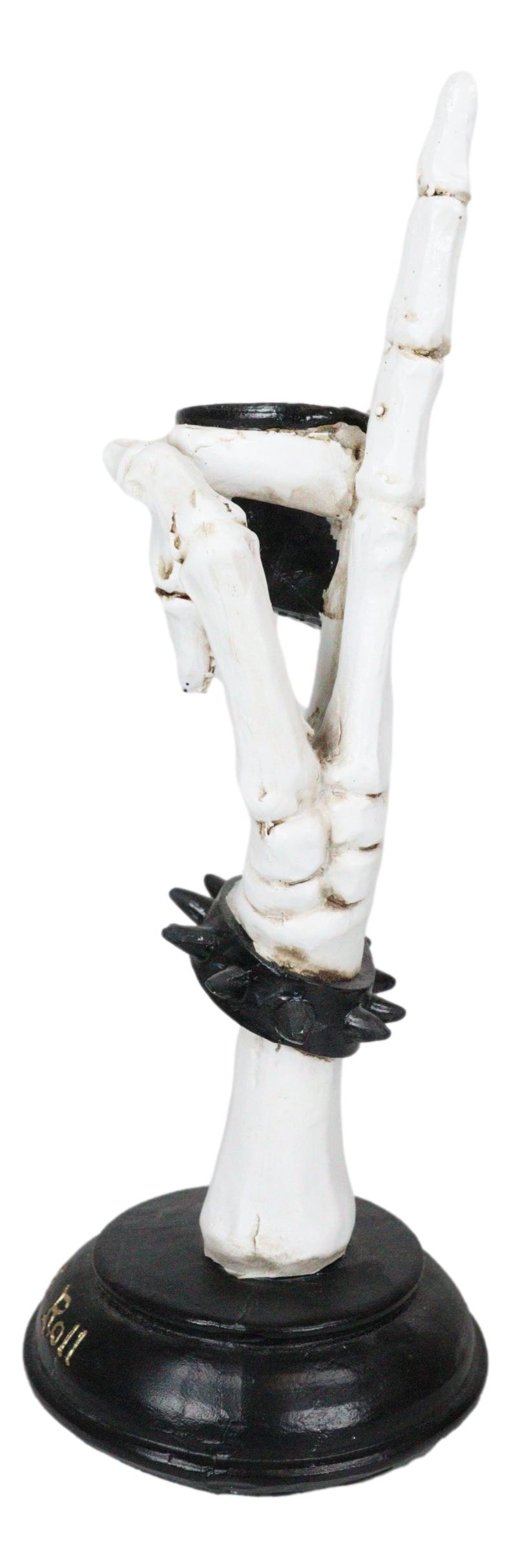 Gothic Hand Sign Skeleton Rock & Roll Spiked Bracelet Votive Candle Holder Decor