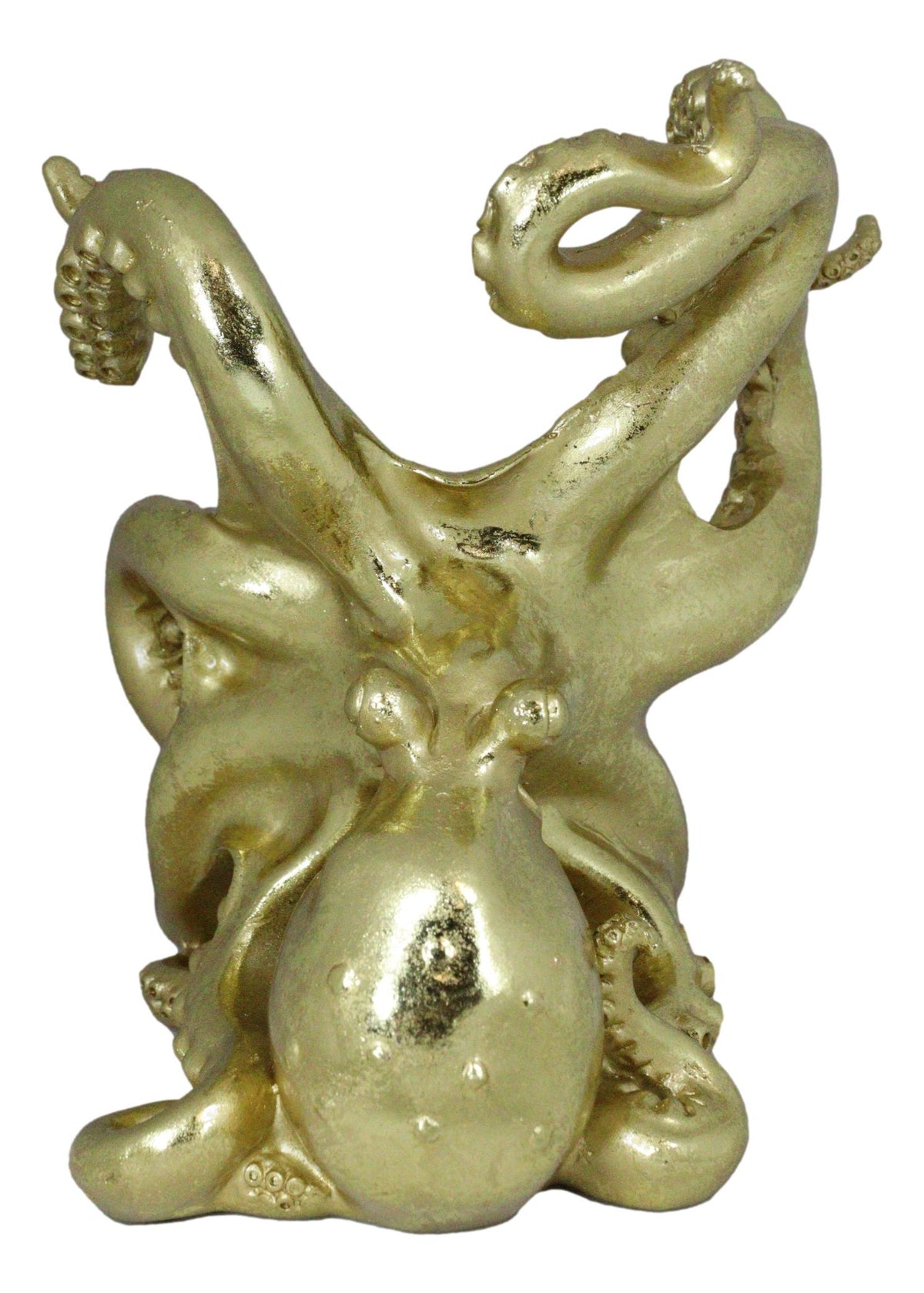 Nautical Gold Giant Sea Octopus Wine Holder Cephalopod Kraken Bottle Caddy Decor - Ebros Gift