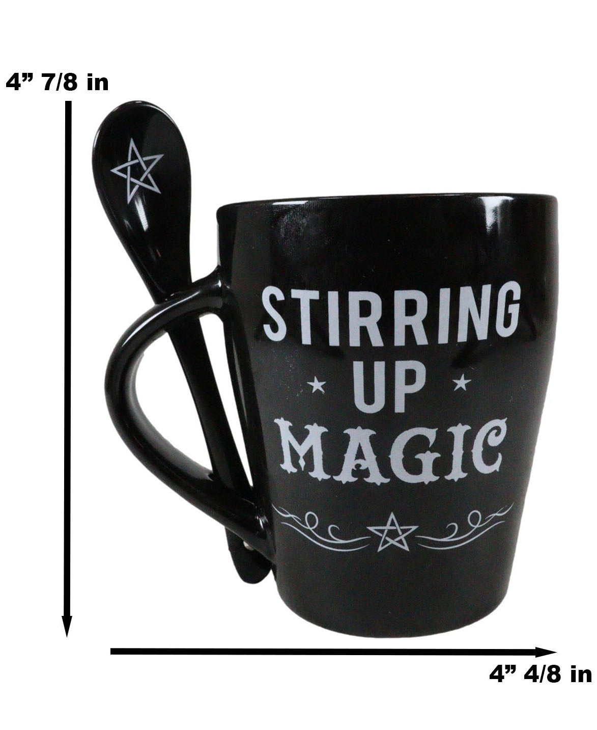 Witchcraft Wicca Stirring Up Magic Pentagram Star Tea Coffee Mug And Spoon Set