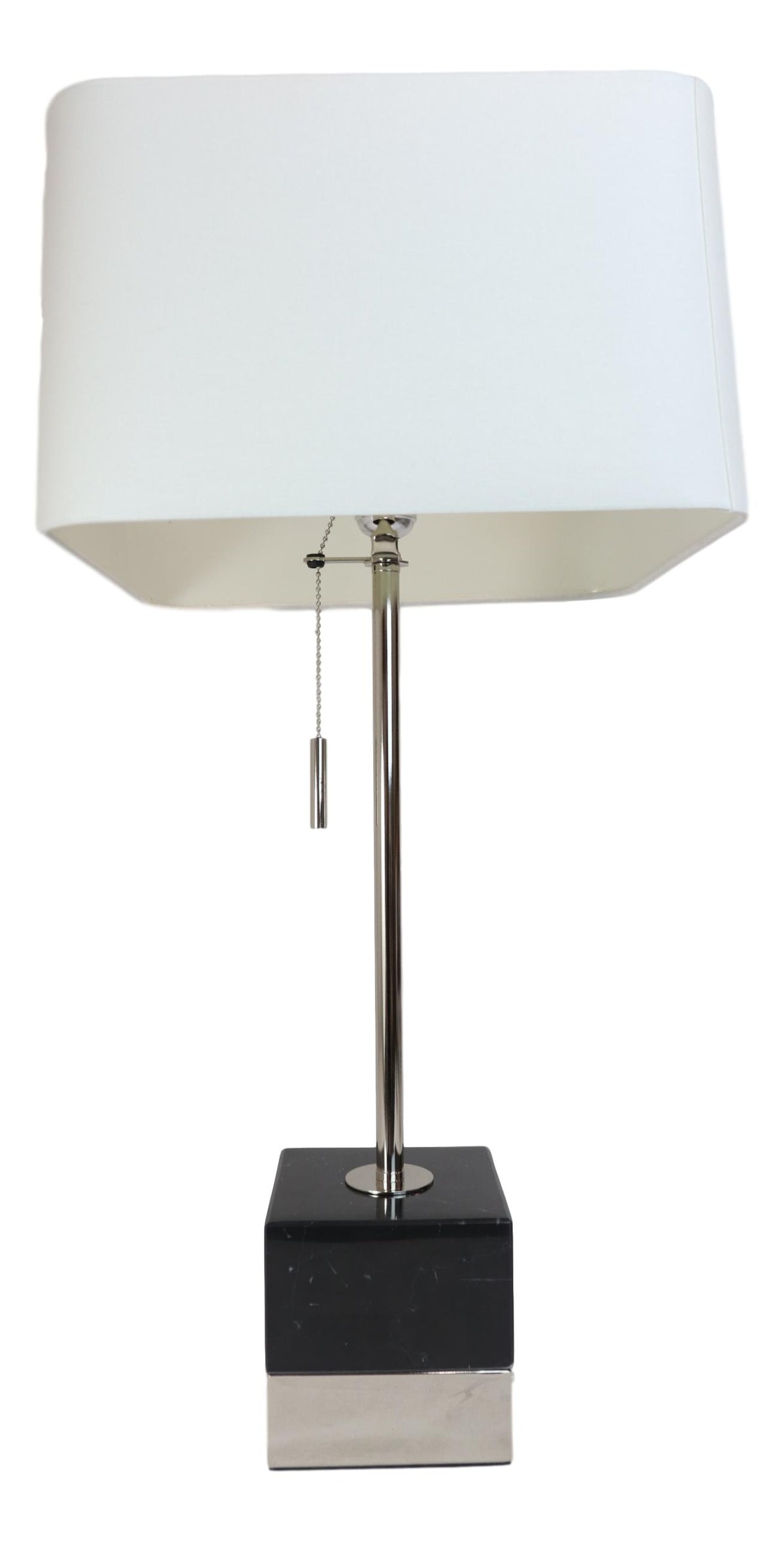 28"H Contemporary Elegant Black Marble And Metal Cube Table Lamp Fabric Shade