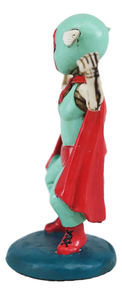 Ebros DOD Luchador Superman Red Cape Skeleton Mexican Wrestler Figurine - Ebros Gift