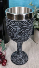 Set of 4 Medieval Dragon Wine Goblet Chalice Resin Body Stainless Steel Faux Stone