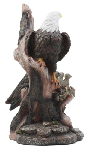 Ebros Wildlife Habitat Bald Eagle Family In Nest Statue 12"H Eagle Mate With Nestlings
