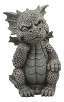 Ebros The Thinker Whimsical Garden Dragon Statue 10"H Cute Baby Dragon Winking Eye