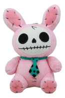 Ebros Small Furry Bones Skeleton Pink Bunny With Green Polkadot Tie Plush Toy