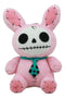 Ebros Small Furry Bones Skeleton Pink Bunny With Green Polkadot Tie Plush Toy