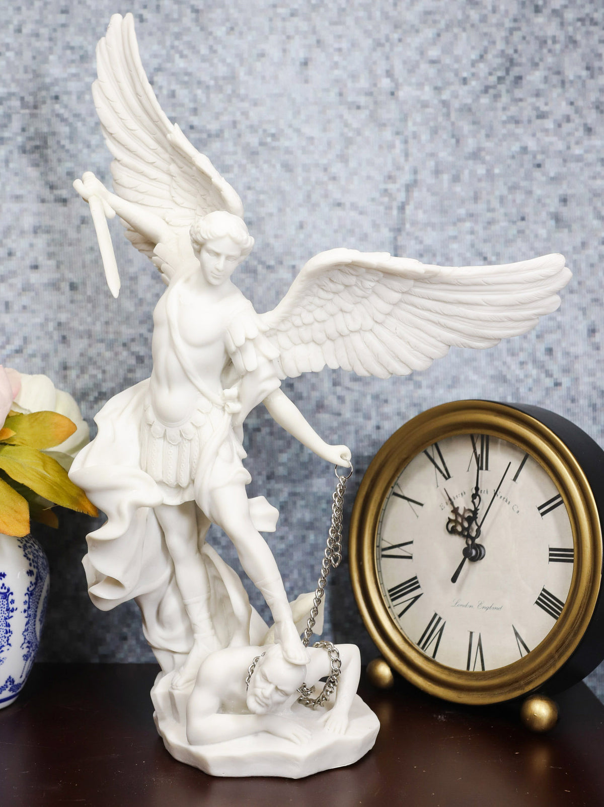 Ebros Archangel Saint Michael Statue 13.5"H Battle Of Armageddon (Off White) - Ebros Gift