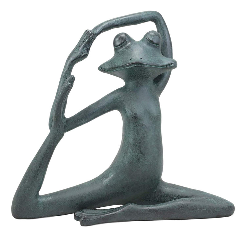 Ebros Large Aluminum Whimsical Rustic Yoga Frog Stretching Limbs Garden Statue Decor  13.5" L