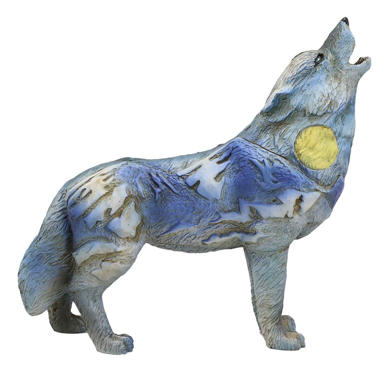 Moon Mountain Native Tribal Howling Wolf Totem Spirit Figurine Collection 6"L