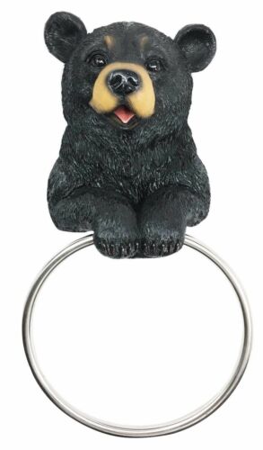 Black Bear Toilet Paper and Hand Towel Holder Set Whimsical Bear Bathroom Decors