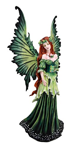 Ebros Amy Brown Large Lady of The Forest Green Tribal Fairy Collector Figurine 19.5" H Fantasy Art of Fairies Pixies Nymphs Gaia Earth Elemental FAE Magic Decor Statue - Ebros Gift