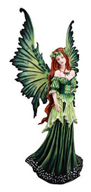 Ebros Amy Brown Large Lady of The Forest Green Tribal Fairy Collector Figurine 19.5" H Fantasy Art of Fairies Pixies Nymphs Gaia Earth Elemental FAE Magic Decor Statue