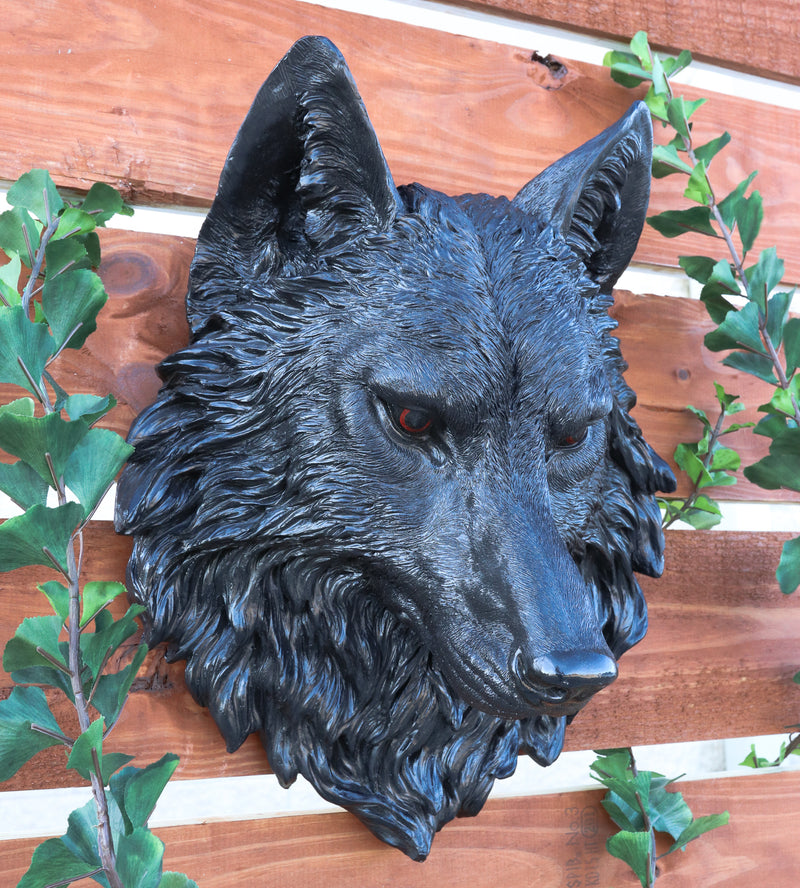 Ebros Large Black Wolf Head with Blood Eyes Wall Decor Plaque 16.5" Tall