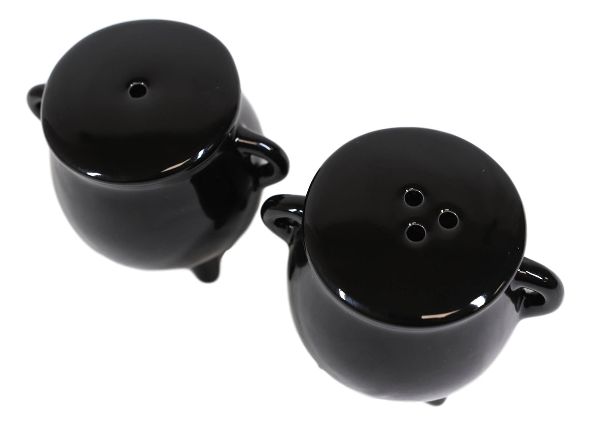 Ebros Halloween Witching Hour Witch Magic Black Cauldrons Salt N Pepper Shakers - Ebros Gift