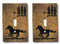 Set of 2 Western Horse And Pine Trees Silhouette Wall Single Toggle Switch Plate