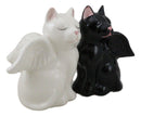 Ceramic Black White Angel Kitty Cats Devil Or Angel Salt And Pepper Shakers Set