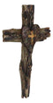 Rustic Western Distressed Faux Wooden Barbed Wires With Heart Plaque Wall Cross