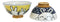 Pack Of 6 Made In Japan Ceramic Colorful 2 Rabbits Gazing Moon Soup Rice Bowls