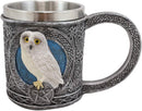 Ebros Dazed Snow White Owl With Celtic Tribal Tattoo Drinking Mug Cup 6"W