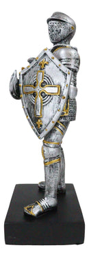 Medieval Armory Valiant Crusader Knight Of Cross With Axe And Shield Figurine