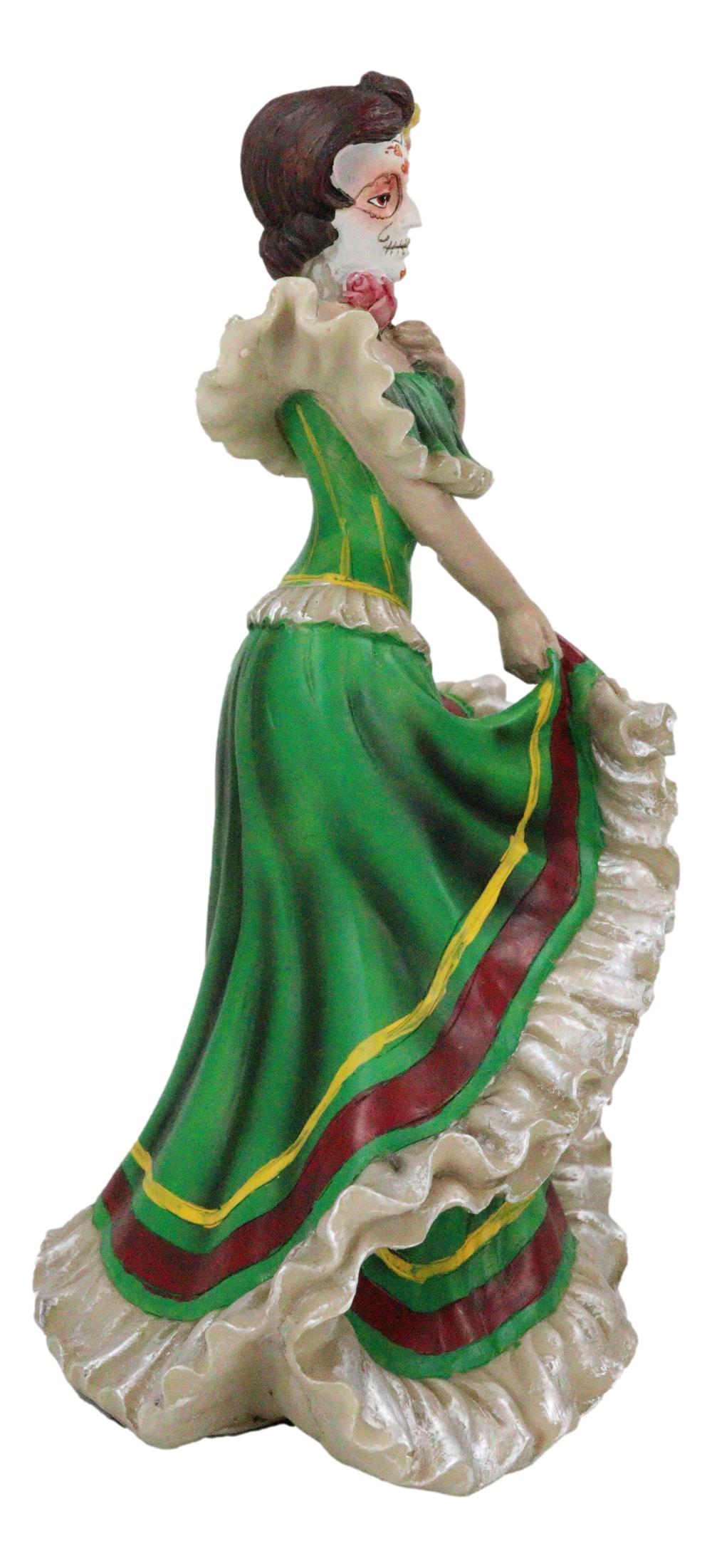 Dias De Muertos Day Of The Dead Traditional Green Gown Dancer Statue S ...