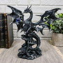 Draco Fantasy Gothic Dragon With Blue Orb Statue 8" Tall Land Of The Dragons