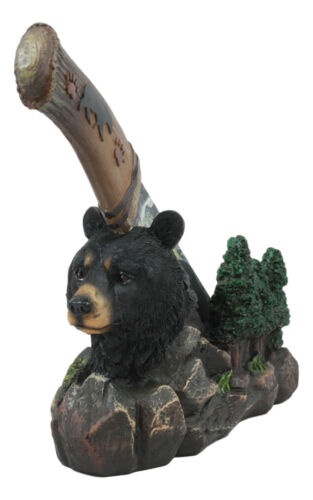 Black Bear In Mountain Forest Landscape Statue With Large Letter Opener Dagger - Ebros Gift