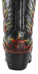 Western Flames Crossbones Skull Poker Cards Cowboy Boot Vase Planter Figurine